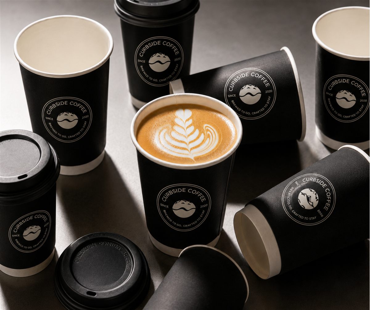 Curbside Coffee cup collection with latte art